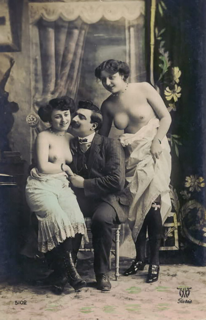 The Victorians: an Unexpected World of Erotica and Smut. Victorian Man with two prostitutes