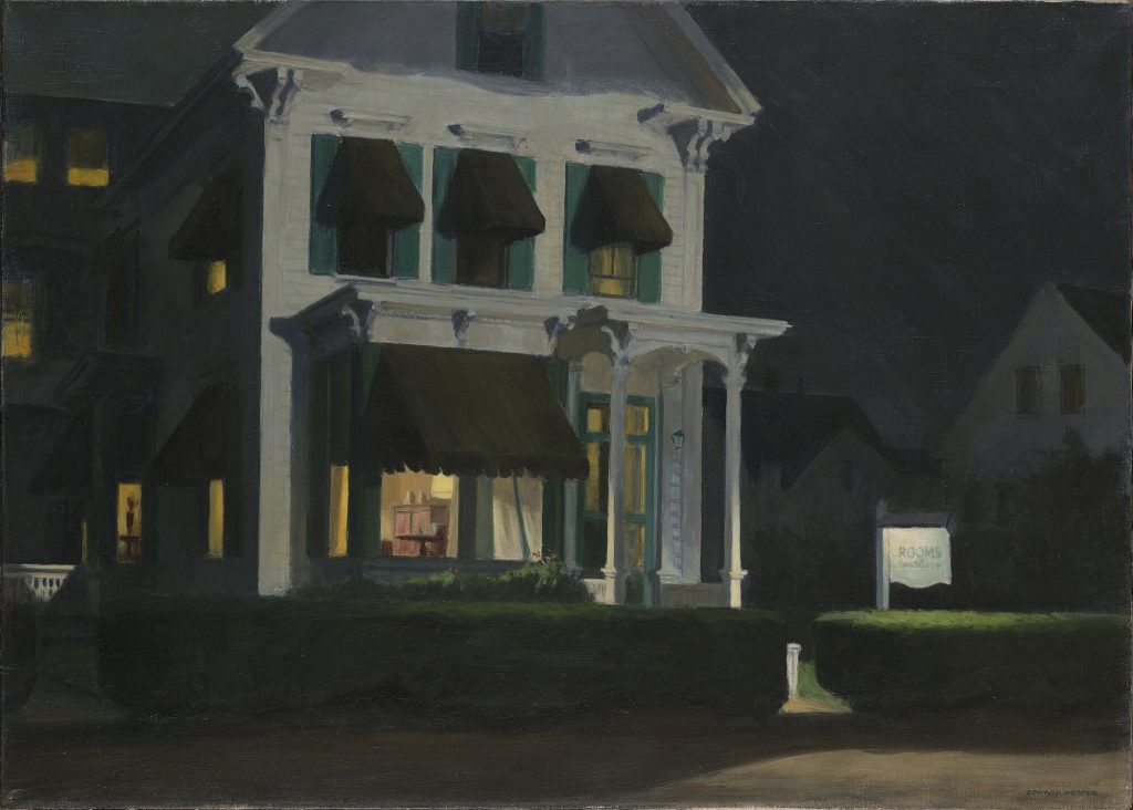 Nocturnal - the best nocturne paintings: Edward Hopper, Rooms for Tourists