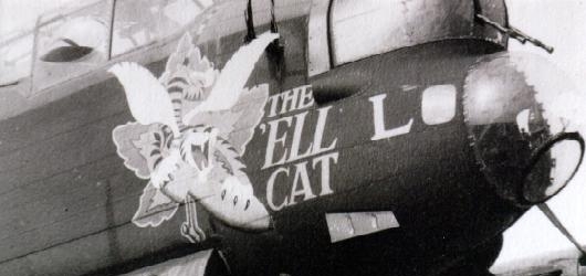 "The 'Ell Cat" Nose Art by Matthew Fergusson on Canadian Lancaster NG484, 424 Squadron.