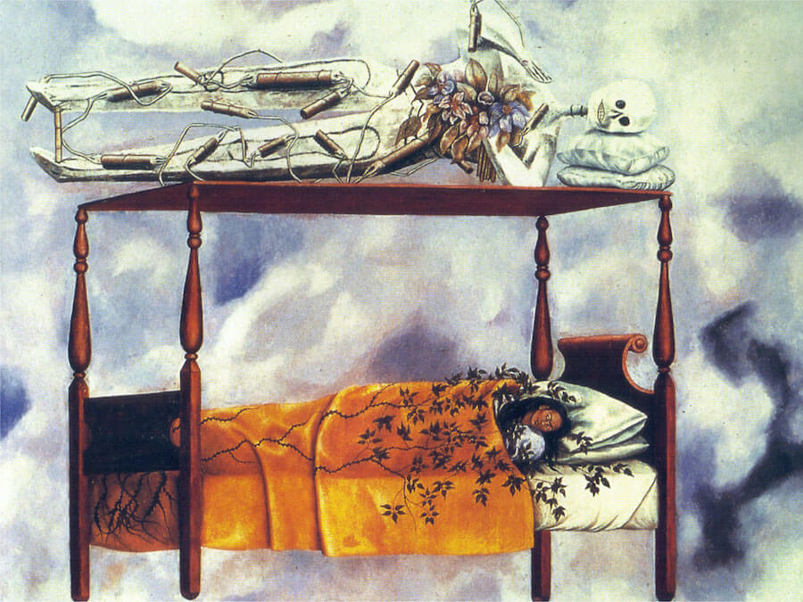 Frida Kahlo: the suffering behind her paintings; Frida Kahlo, The Dream (The Bed),