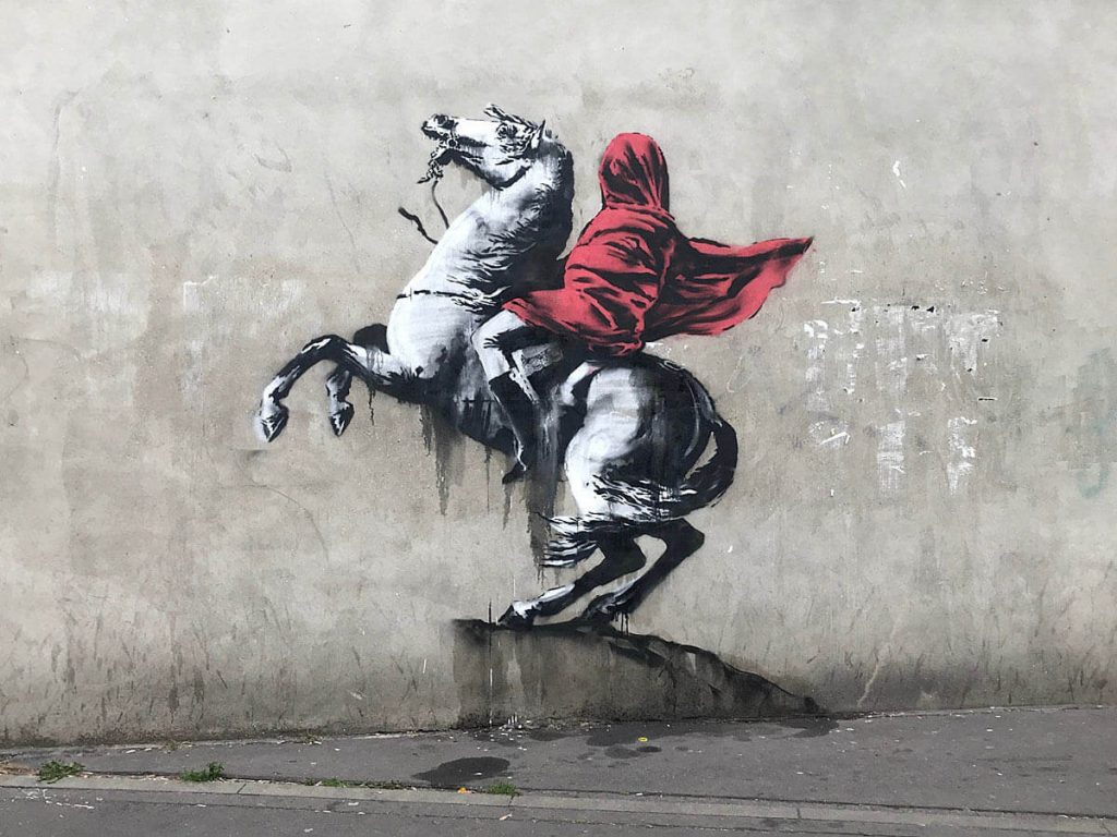 Banksy city guide 2021:Banksy, Red Horseman