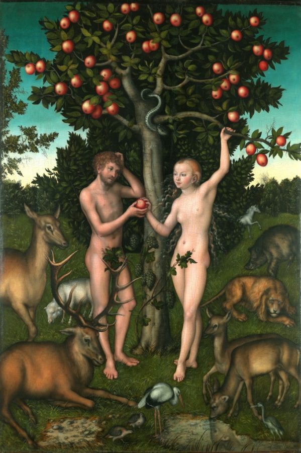 Famous Literary Couples in Paintings: Lucas Cranach the Elder (1472-1553), Adam and Eve, 1526, The Courtauld Gallery, London. 