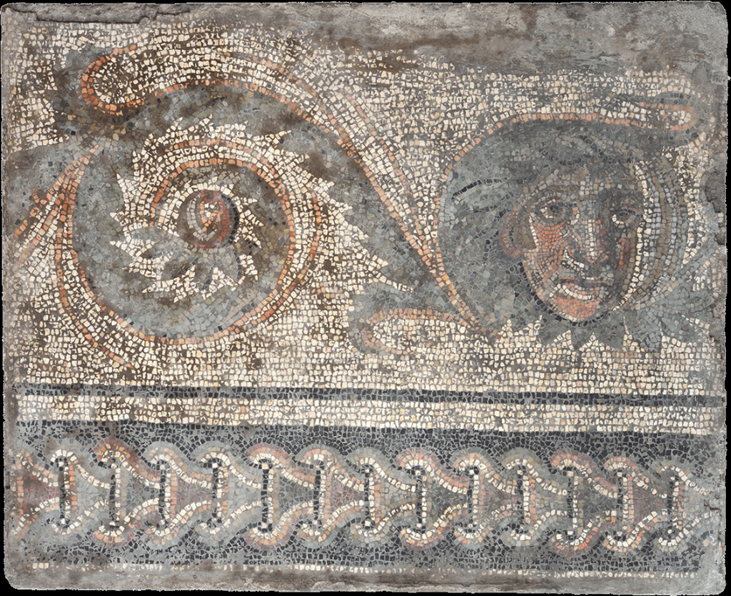roman floor mosaics: Details from Mosaic Floor with Bear Hunt,