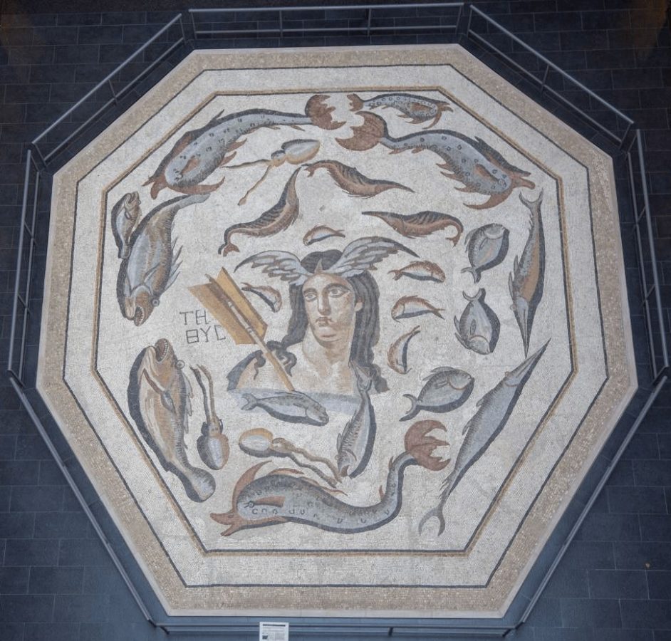 roman floor mosaics: Floor Mosaic of the Sea Goddess Tethys, mid-4th century CE