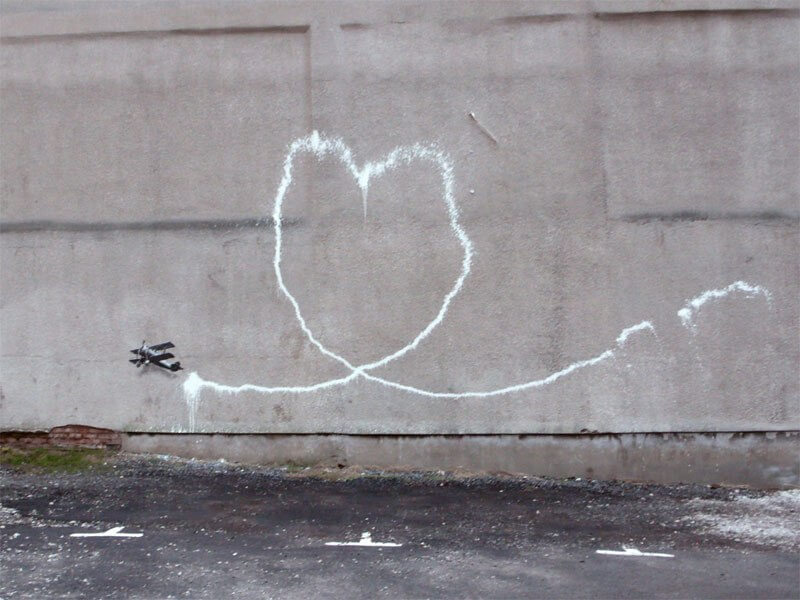 Banksy city guide 2021: Banksy, Love Plane, 2011