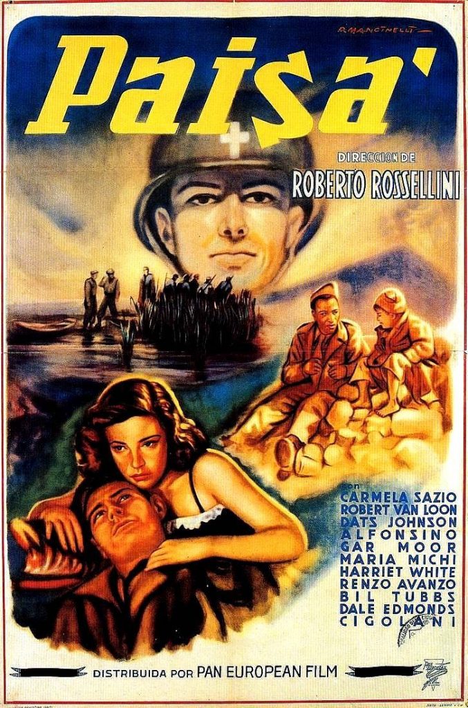 Postwar Modernism in Cinema: Italian Neorealism. Movie poster for Paisà (1946) by Roberto Rossellini. Imdb.
