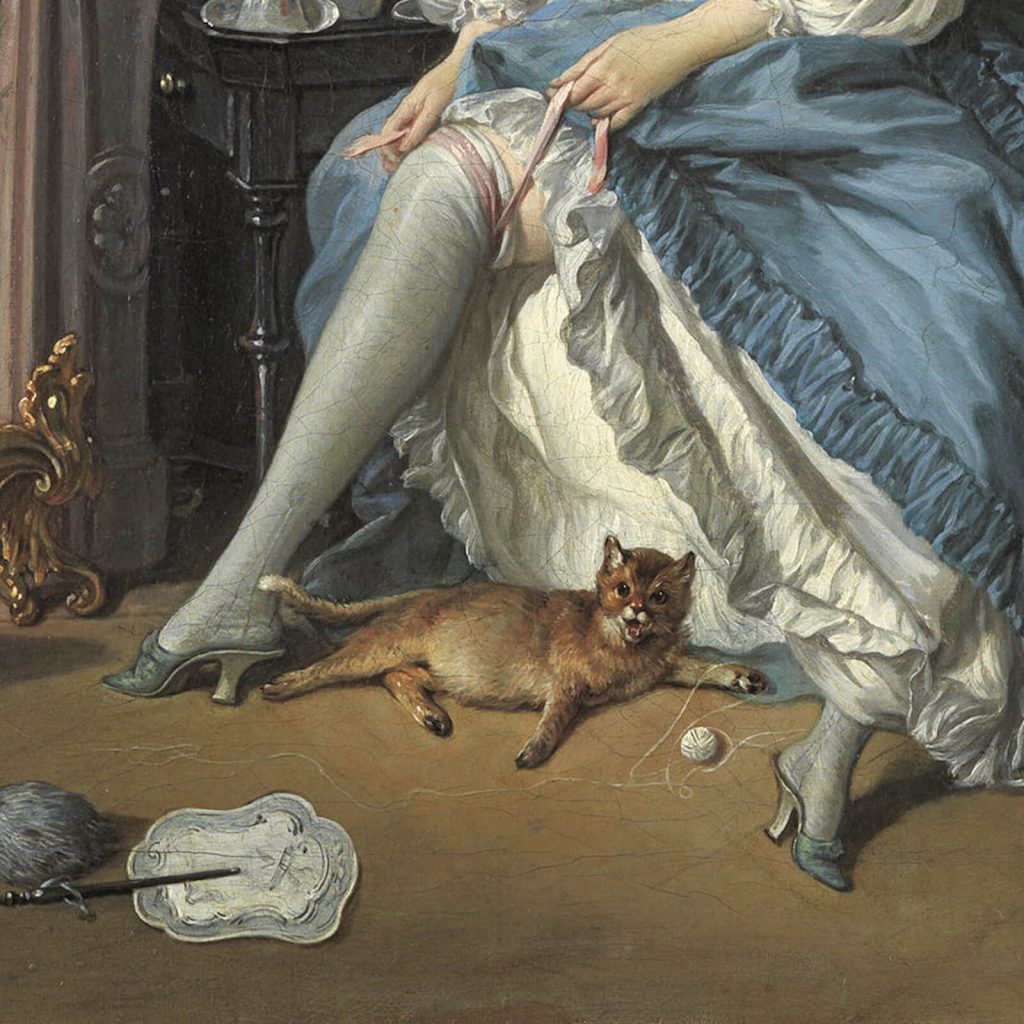 François Boucher, La Toilette, 1742, Museo Nacional Thyssen-Bornemisza, Madrid, Spain. Enlarged Detail of Cat.