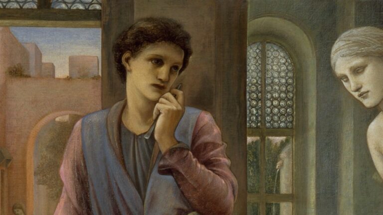 Story of Pygmalion and Galatea: Sir Edward Burne-Jones, Pygmalion and Galatea II: The Hand Refrains, 1875–1878, Birmingham Museum and Art Gallery, Birmingham, UK. Detail.
