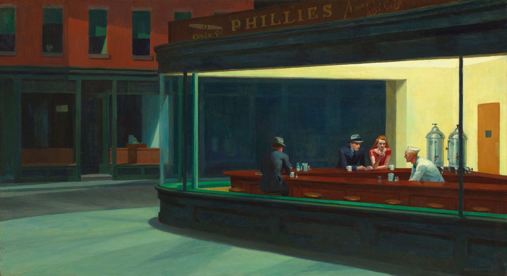 Artists in cinema: Edward Hopper, The Nighthawks, 1942, Art Institute of Chicago, Chicago, IL, USA.