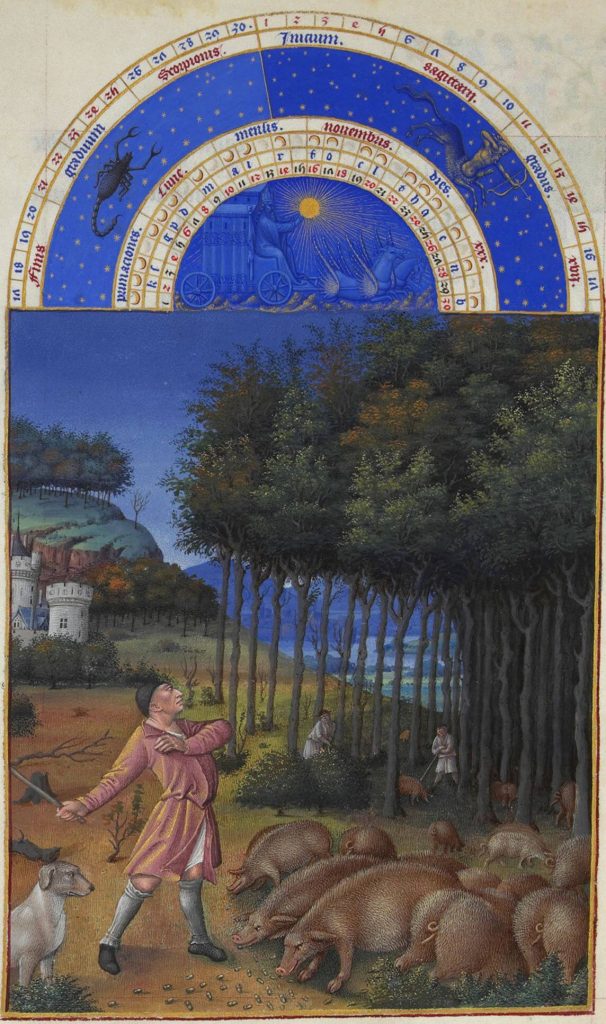Très Riches Heures November zodiac in medieval art