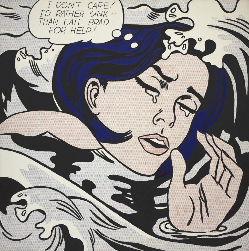 Pop Art 101. Roy Lichtenstein, Drowning Girl, 1963, oil and acrylic on canvas, Museum of Modern Art, New York, USA.