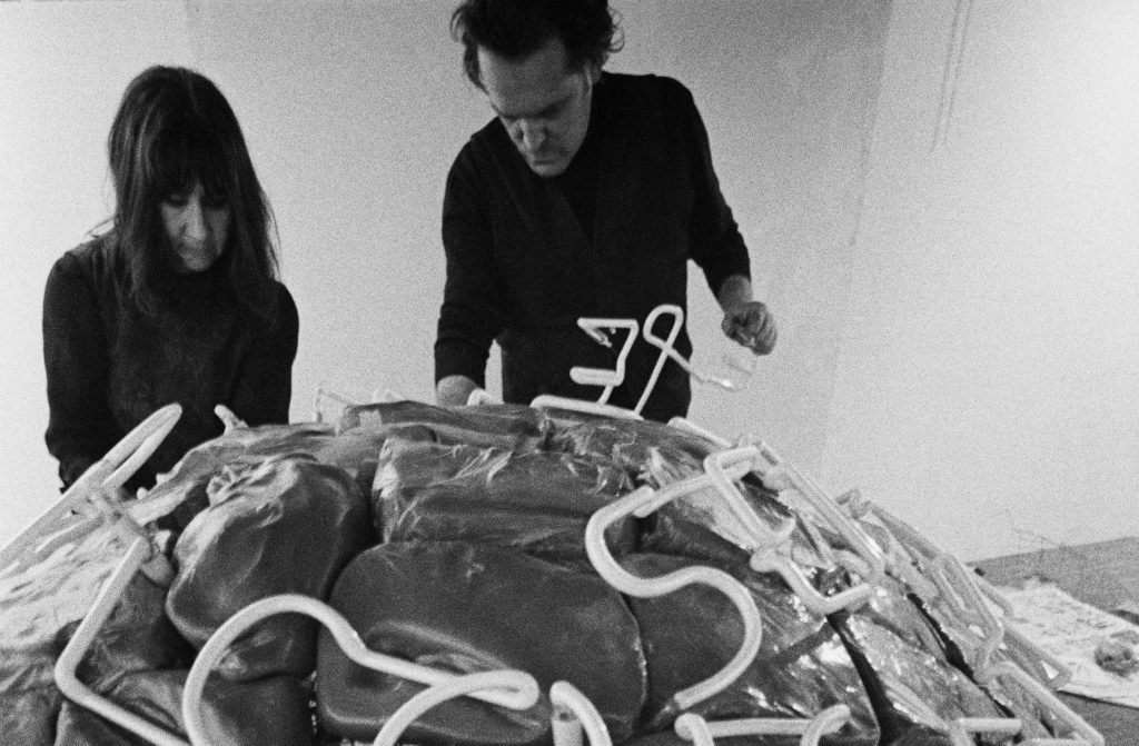 Arte Povera movement: Marisa and Mario Merz at the Galleria L'Attico, Rome, Italy, 1969, photographed by Claudio Abate. Source: Artribune.