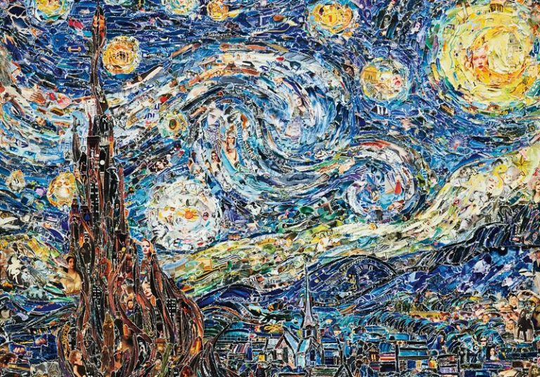 art and climate change: Vik Muniz, Starry Night, after Van Gogh, from Pictures of Magazines, 2012. Artsy.
