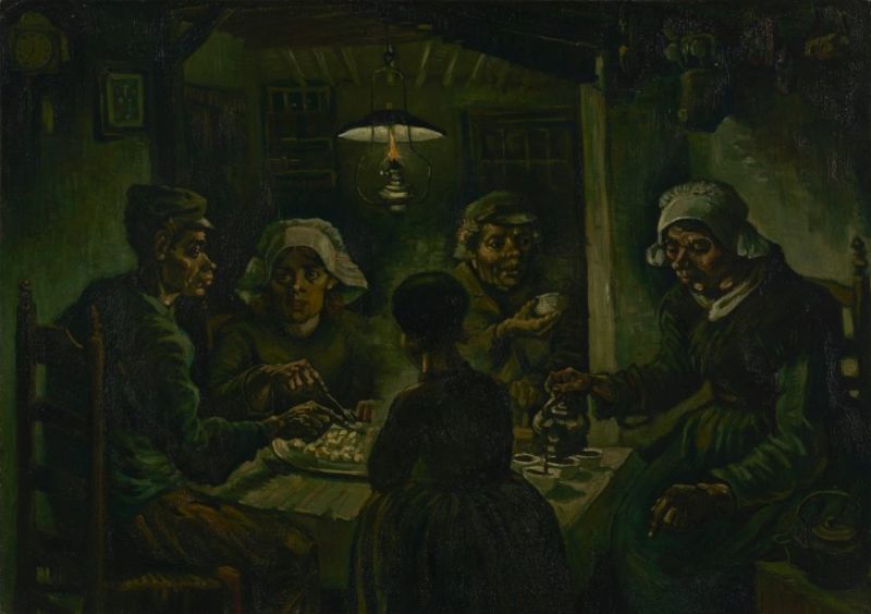 The Art of Hygge: Vincent Van Gogh, The Potato Eaters. A group of five potato farmers sit at the table to eat the fruits of their labor