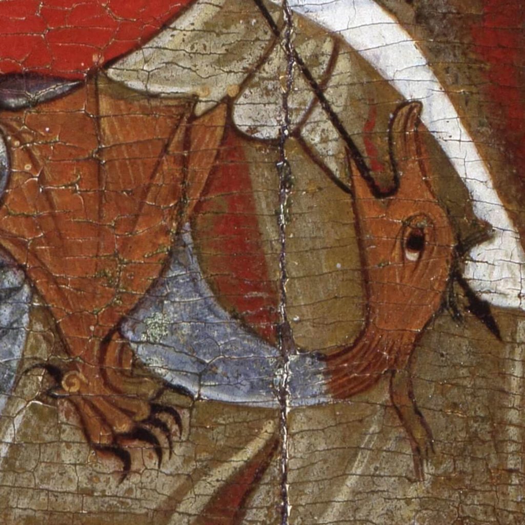 Saint George & the Dragon, 15th century, State Russian Museum, Saint Petersburg, Russia. Enlarged Detail of Dragon.