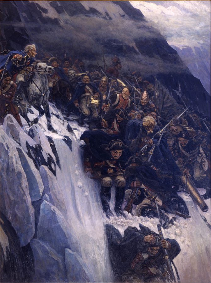 Vasily Surikov, Suvorov Crossing the Alps in 1799, 1899, The State Russian Museum, Saint-Petersburg, Russia.