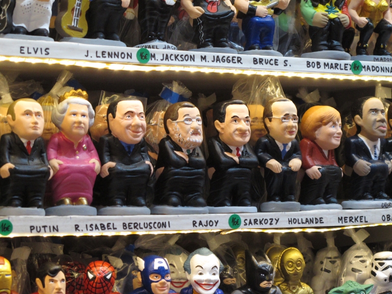 Caganers depicting celebrities, politicians and fictional characters. Ratoncito Perez/Wikimedia Commons. 