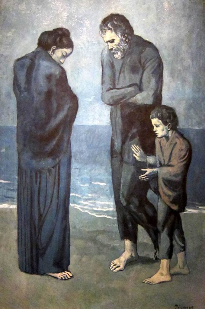 What makes an artwork famous?Pablo Picasso, The Tragedy, three people standing on a beach, Blue Period, 20th century