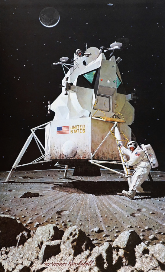 NASA Art Program: Norman Rockwell, Astronauts on the Moon, 1966