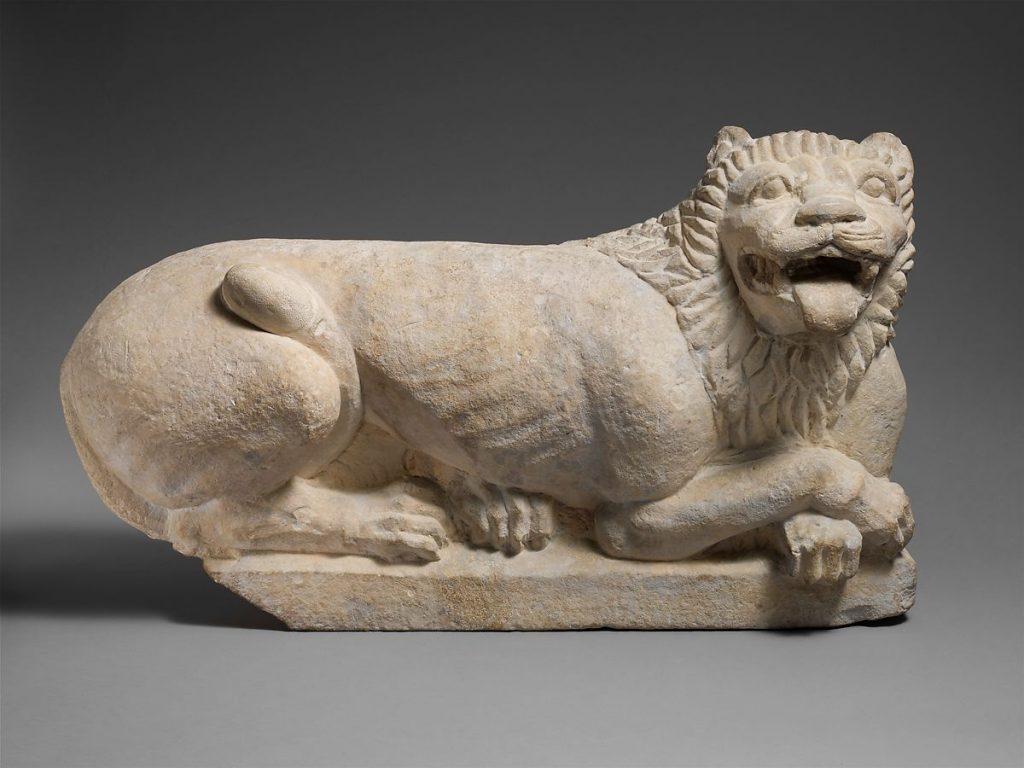 Cypro-Classical limestone recumbant lion, second half of the 5th century BCE, Metropolitan Museum of Art, New York, NY, USA.