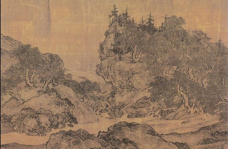 Fan Kuan: Fan Kuan, Travelers Among Mountains and Streams, early 11th century, National Palace Museum, Taipei, Taiwan. Detail.
