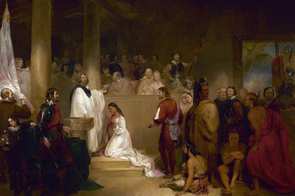 Painting depicting the baptism of Pocahontas, Capitol Building, Washington DC
