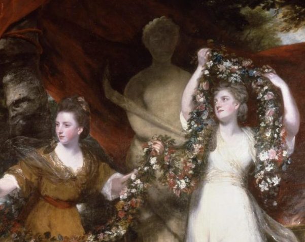 Joshua Reynolds, Three Ladies Adorning a Term of Hymen, 1773, Tate, London, England, UK. Detail. 18th Century Aristocratic Marriage Like in the Bridgerton Series