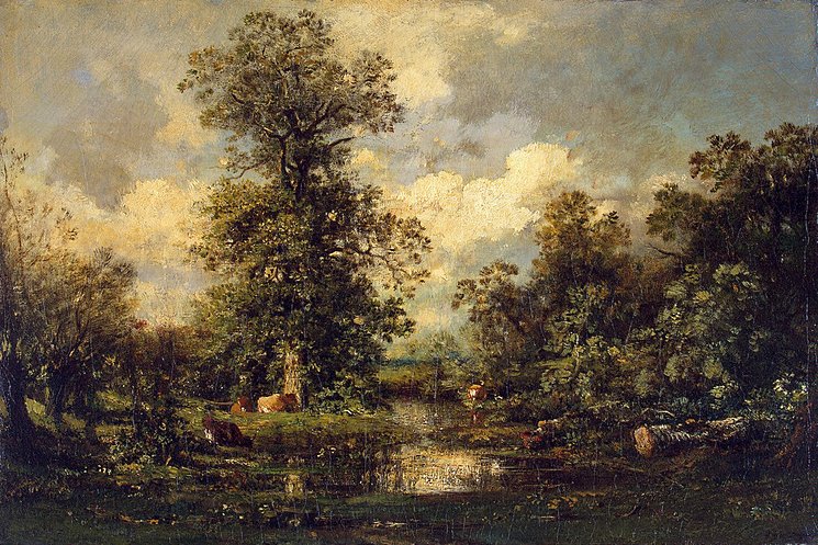 Barbizon School: Jules Dupre, Forest Landscape, 1840, State Hermitage Museum, St.Petersburg, Russia.