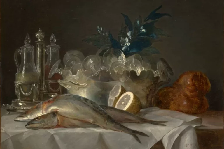 Anne Vallayer-Coster Still Life: Anne Vallayer-Coster, Still Life with Mackerel, 1787, Kimbell Art Museum, Fort Worth, TX, USA. Detail.
