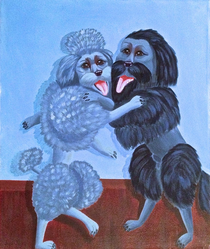 Blue Tango, author unknown, acrylic on canvas, purchased in a Brownsburg thrift shop, donated by Anne Simon and Sam Pope, 2014, Museum Of Bad Art.
