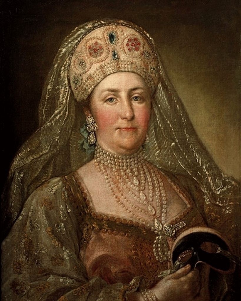 Catherine the Great portraits. Anonymous author, Portrait of Catherine II of Russia (1729-1796) wearing an old Russian dress, 1780s, The State Historical Museum, Moscow, Russia. 