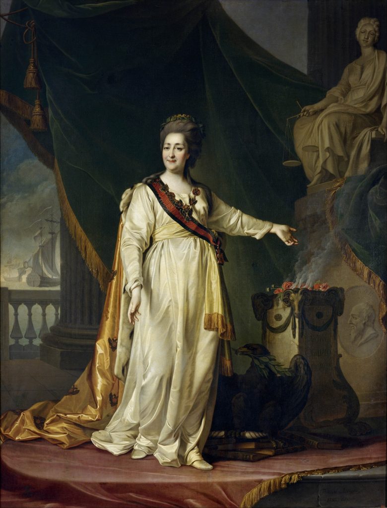 Catherine the Great portraits. Dmitry Levitzky, Catherine II the Legislatress in the Temple of the Goddess of Justice, 1783, The State Russian Museum, Saint-Petersburg, Russia.