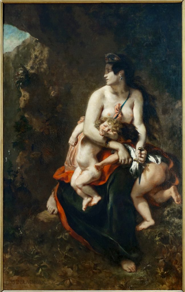 Parenting in art: Eugène Delacroix, Medea about to Kill her Children, 1862, Louvre, Paris, France.