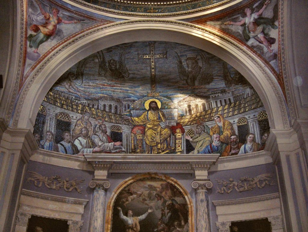 Mosaics in the apse of Santa Pudenziana, 4th century CE, Rome, Italy. Wikipedia Commons.