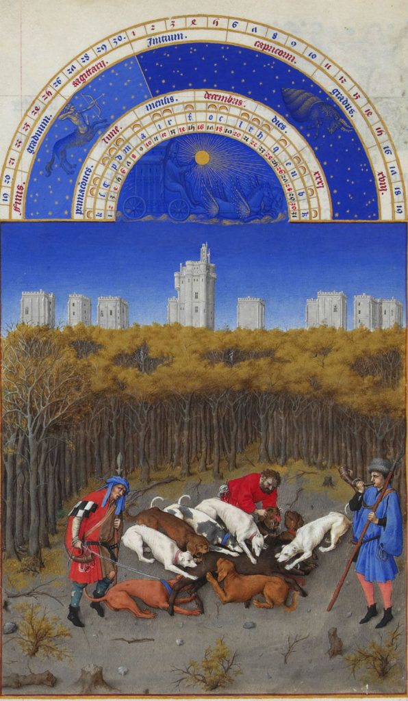 Herman, Paul and Jean de Limbourg, Très Riches Heures du Duc de Berry, December, 1412-1489, Musée Condé, Chantilly, France