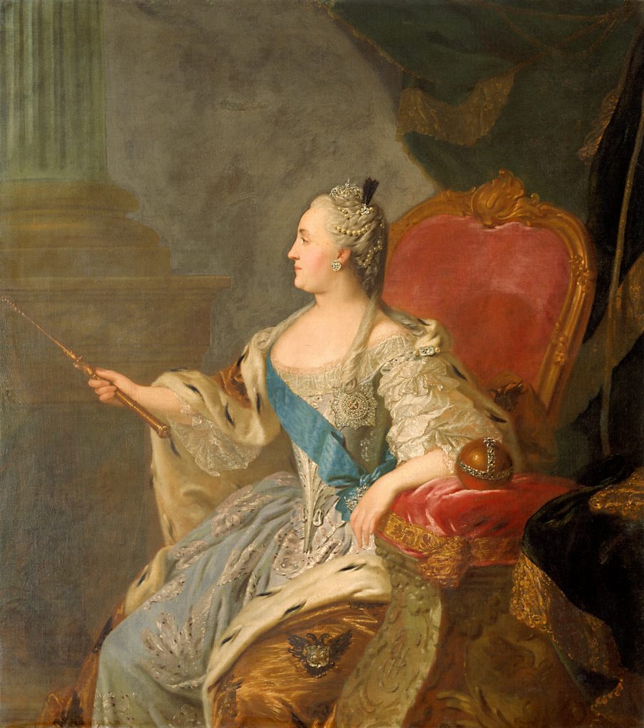 Catherine the Great portraits. Fyodor Rokotov, Portrait of Empress Catherine the Great, 1763, Tretyakov Gallery, Moscow, Russia.