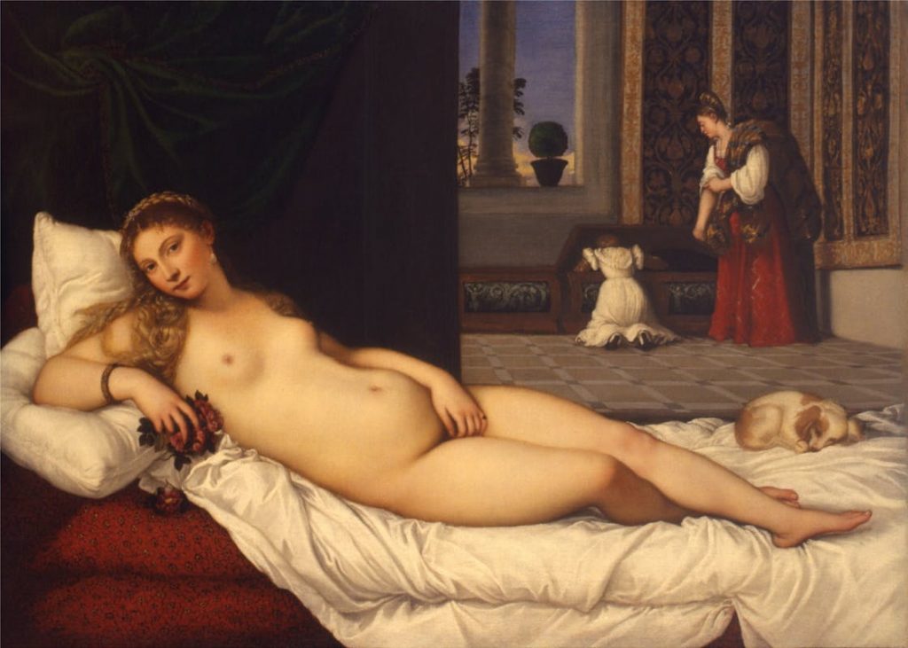 Titian, Venus of Urbino, 1538, Galleria degli Uffizi, Florence, Italy. painters of the Venetian Renaissance