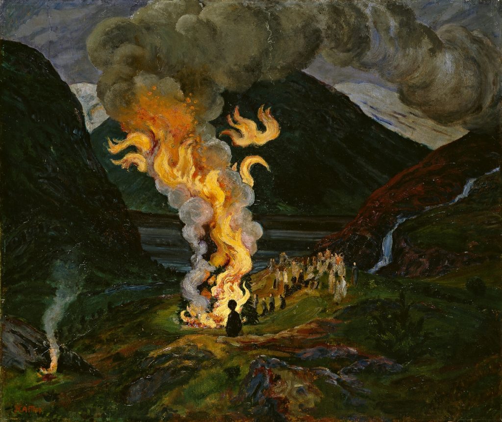 Nikolai Astrup, Bonfire Celebrating Midsummer Night, 1926, National Museum Norway.