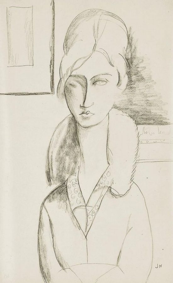 Jeanne Hébuterne: Loving Modigliani. Novel by Linda Lappin.Jeanne Hèbuterne, Self portrait sketch, 1918-1919, from: Modigliani et Hébuterne: Le couple tragique. 