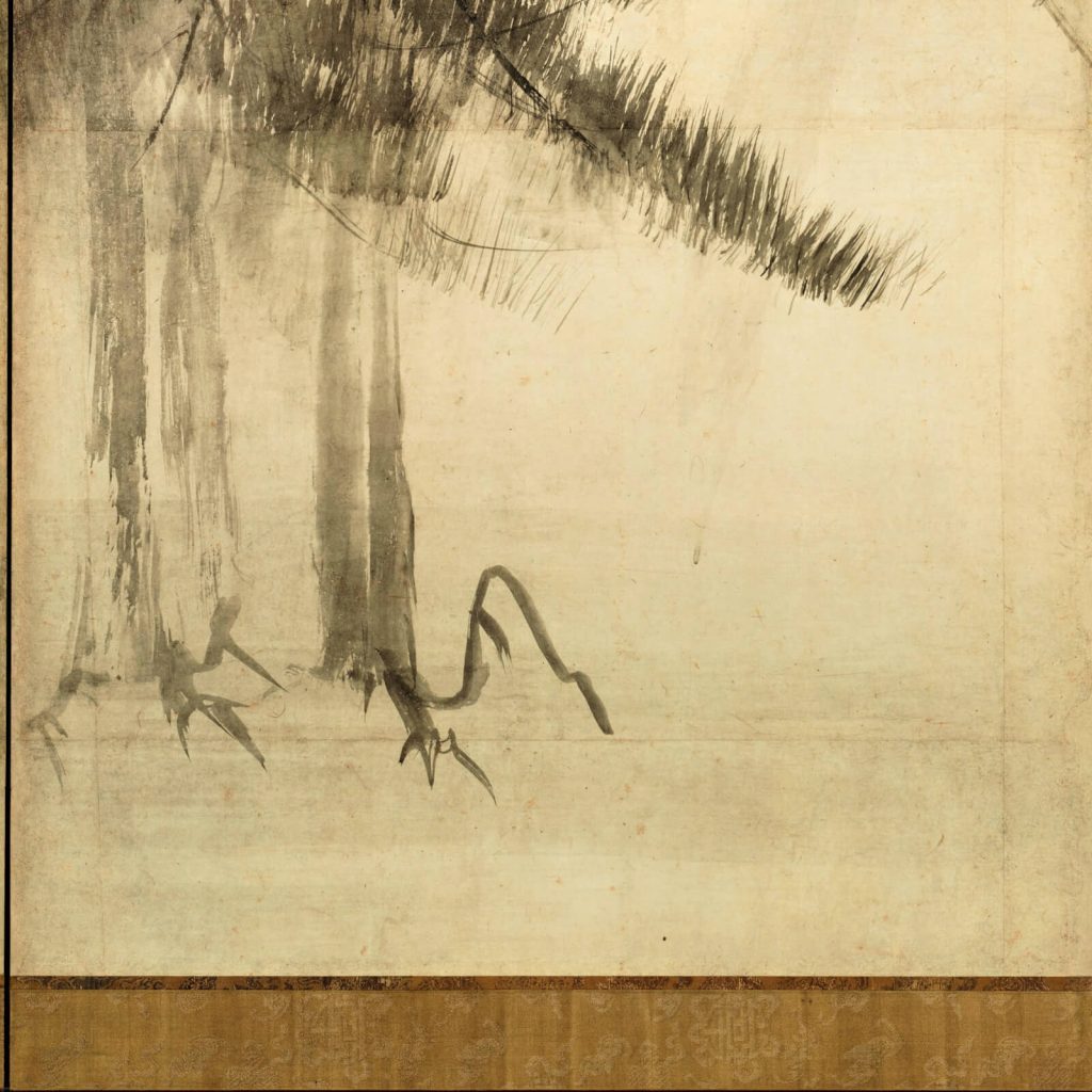 Hasegawa Tōhaku, Pine Trees, Momoyama Period, late 16th century, Tokyo National Museum, Tokyo, Japan. Detail.