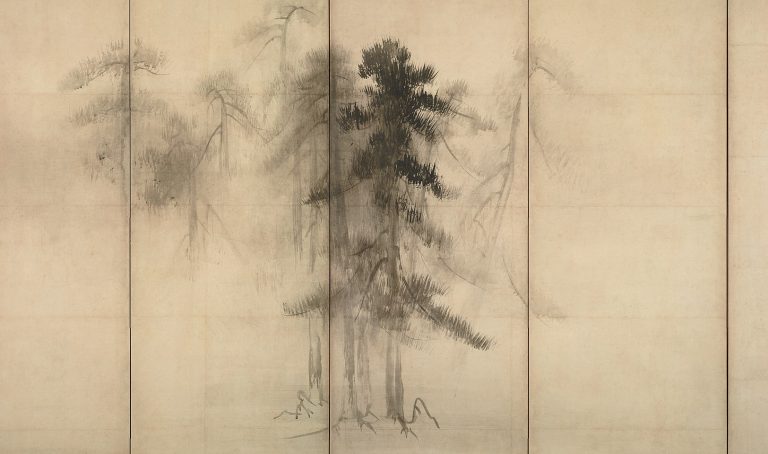 Hasegawa Tōhaku: Hasegawa Tōhaku, Pine Trees, Momoyama period, late 16th century, Tokyo National Museum, Tokyo, Japan. Detail.
