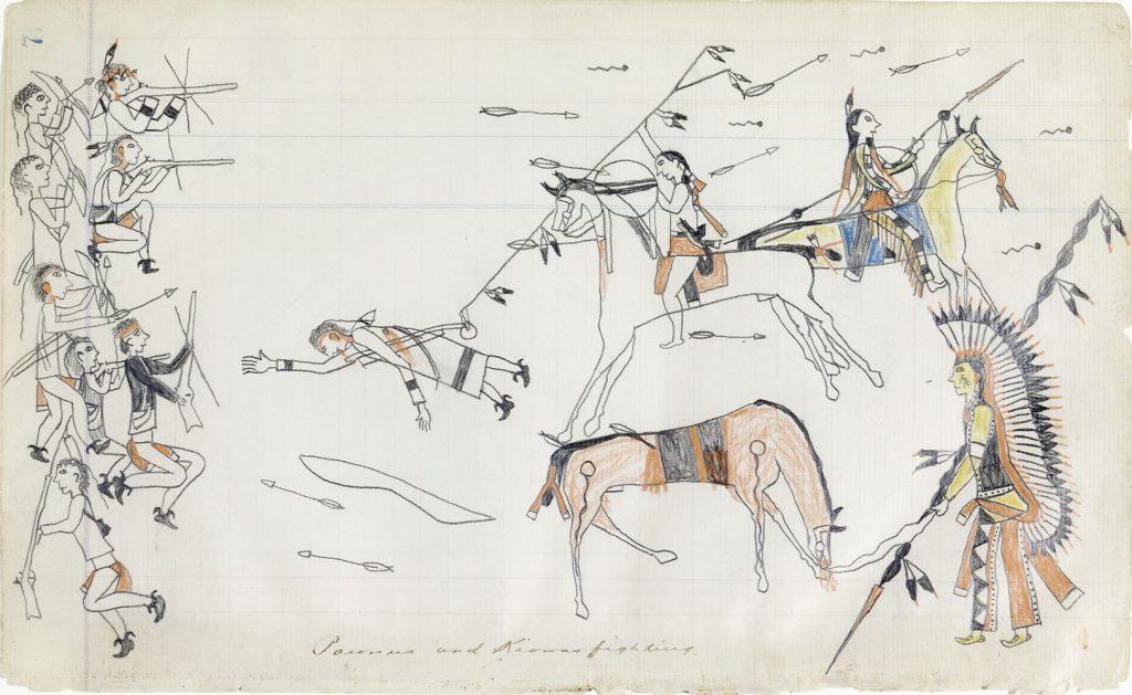 Artist A, Kiowa, Julian Scott Ledger, c1880, American Indian Ledger Art