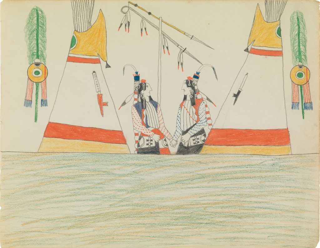Attributed to Wohaw, Kiowa, c1875-78, Native American Ledger Art