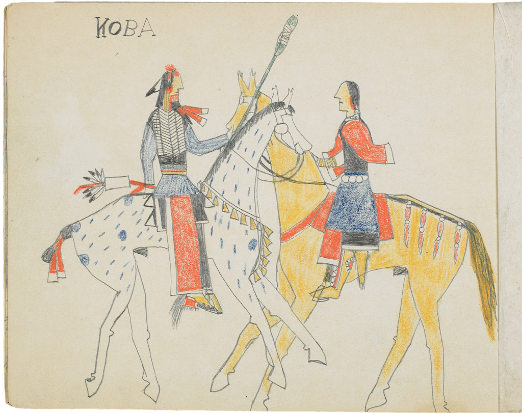 Koba, Kiowa, 1876, Native American Ledger Art