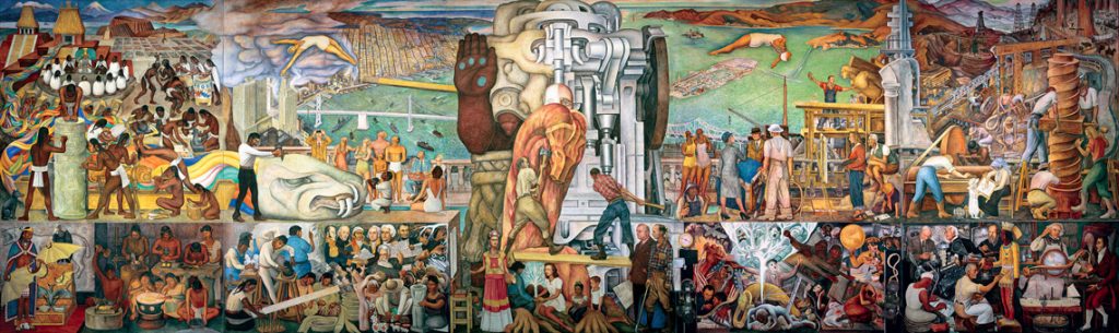 Man at Crossroads, Diego Rivera: Diego Rivera, Pan-American Unity, 1940, City College of San Francisco, San Francisco, SF, USA. Wikimedia Commons.