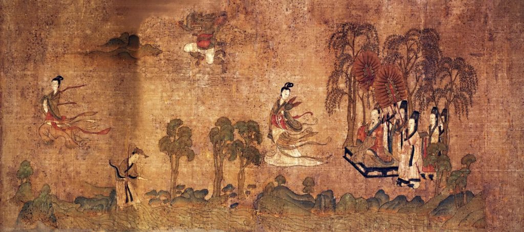 Gu Kaizhi (copy after), The Nymph of the Luo River, 10-13th century, handscroll, ink and colors on silk, Palace Museum, Beijing, China. Detail. Chinese paintings