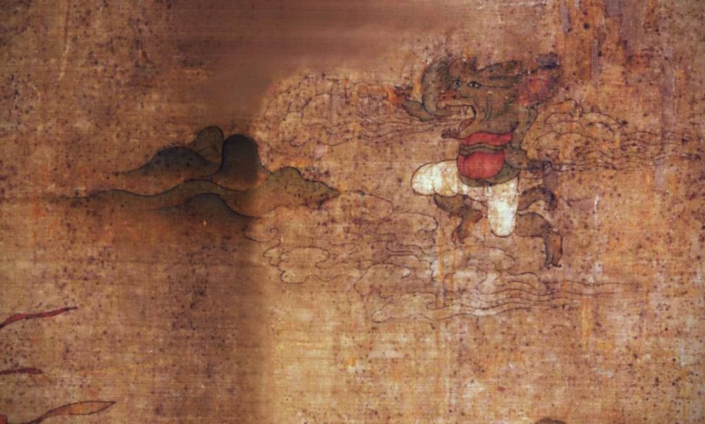Gu Kaizhi (copy after), The Nymph of the Luo River, 10-13th century, handscroll, ink and colors on silk, Palace Museum, Beijing, China. Detail. Chinese paintings