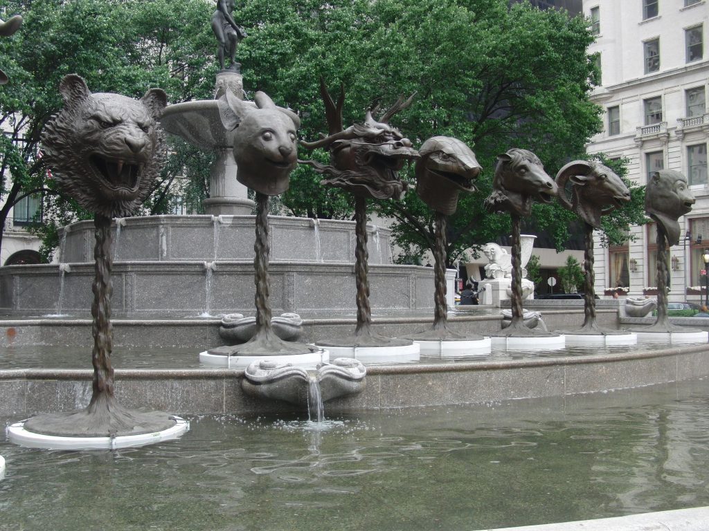Ai Weiwei, Zodiac Heads, 2011, Pulitzer Fountain, New York, NY, USA. 