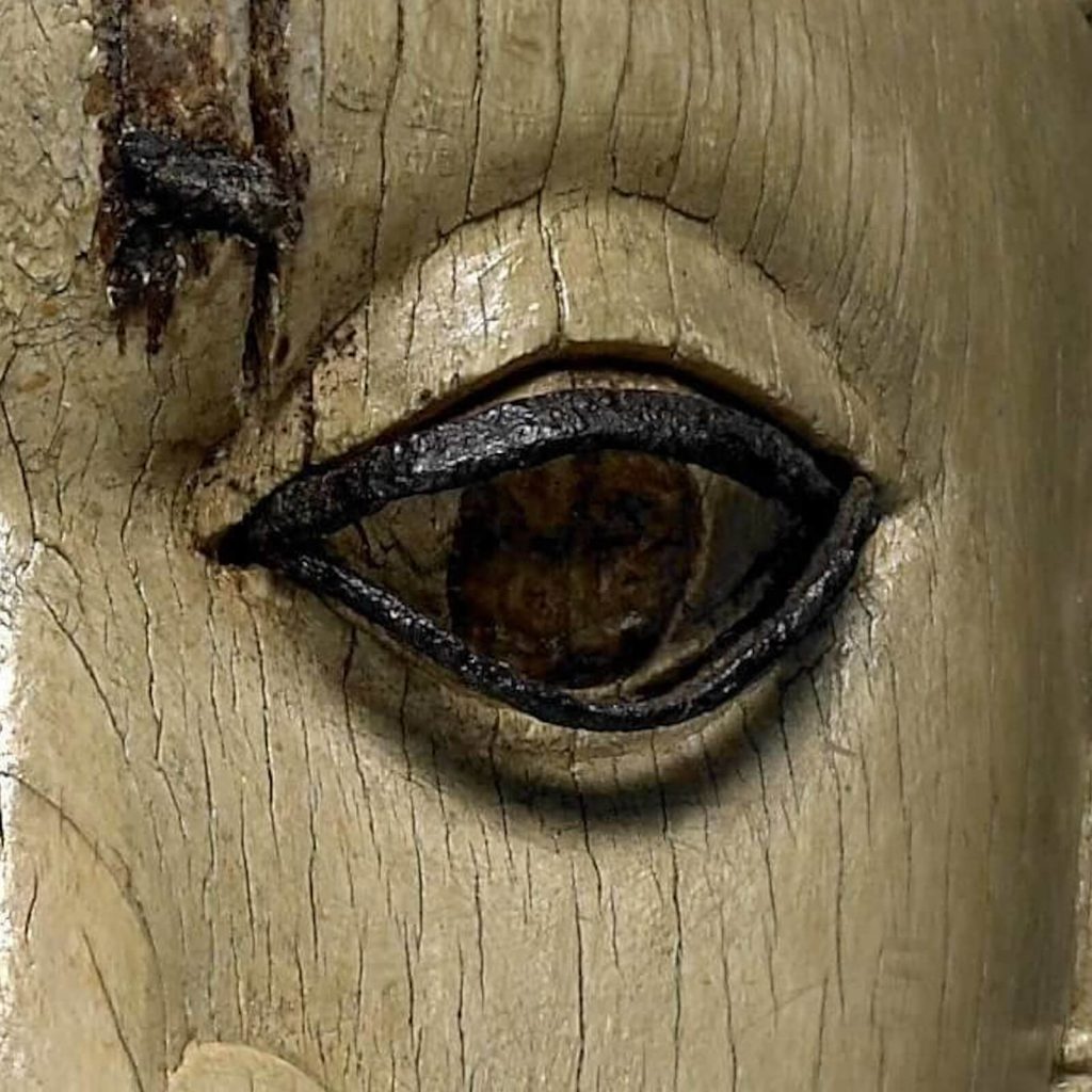 Queen Mother Idia of Benin, 16th century, British Museum, London, UK. Enlarged Detail. Inlaid Eyes.