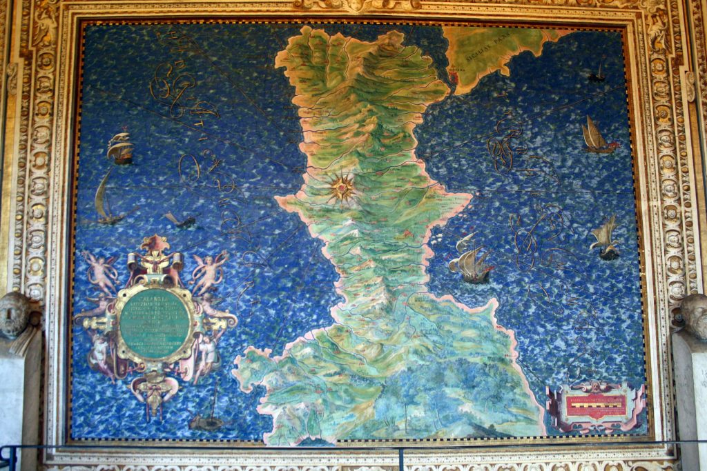 Halls of maps, Egnazio Danti, Calabria, 1580-1585, Vatican Museums, Rome, Italy.